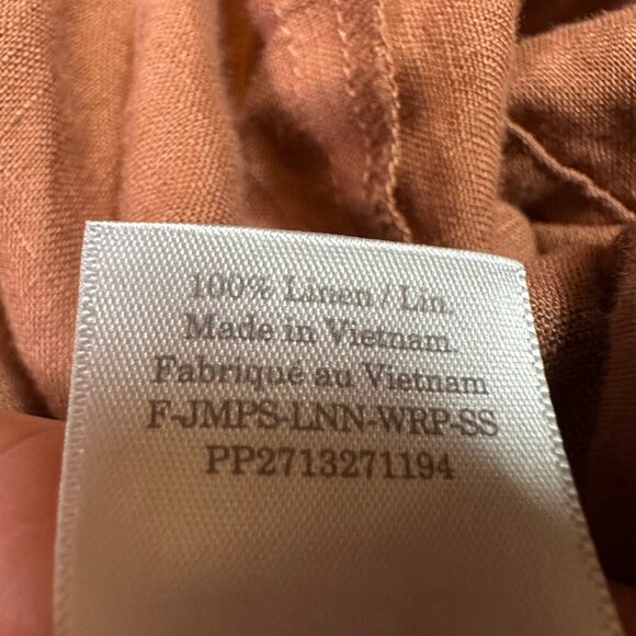 Everlane The Linen Cross-Front Jumpsuit No Belt Burnt Orange Rust Brown Size 4 - Picture 5 of 5